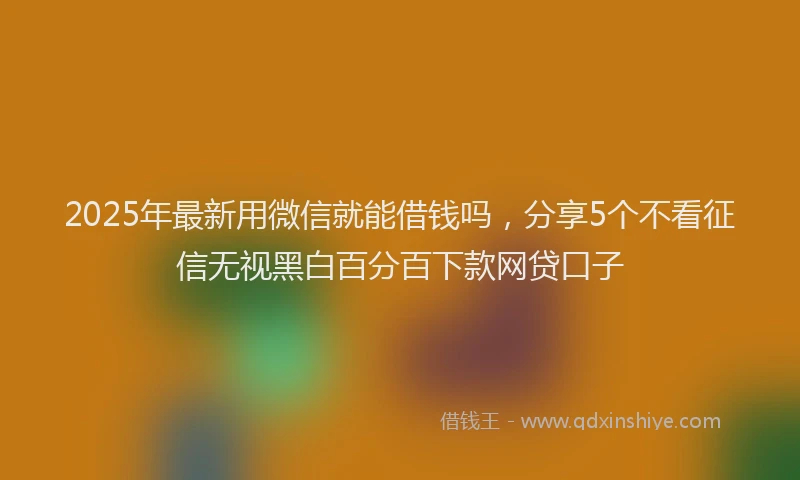 2025年最新用微信就能借钱吗，分享5个不看征信无视黑白百分百下款网贷口子