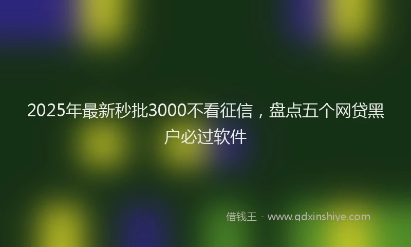 2025年最新秒批3000不看征信，盘点五个网贷黑户必过软件