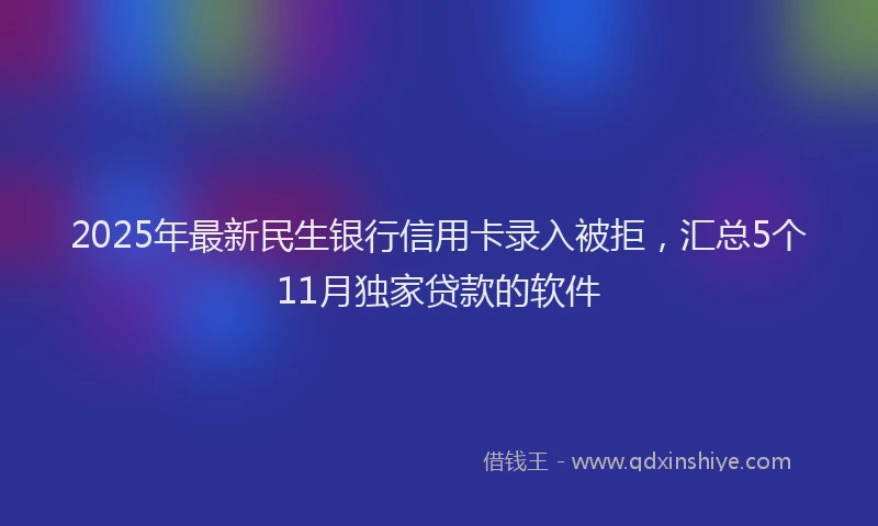 2025年最新民生银行信用卡录入被拒，汇总5个11月独家贷款的软件