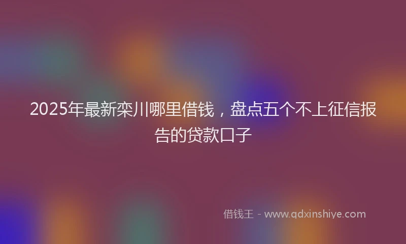 2025年最新栾川哪里借钱，盘点五个不上征信报告的贷款口子
