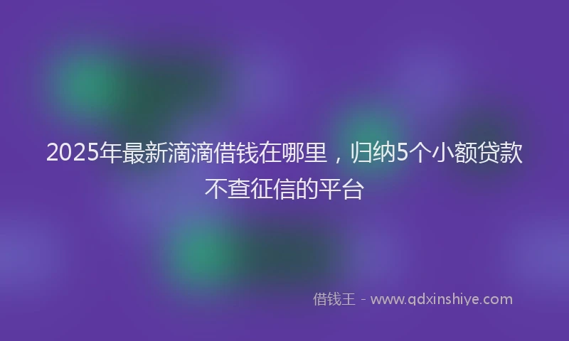 2025年最新滴滴借钱在哪里，归纳5个小额贷款不查征信的平台
