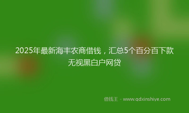 2025年最新海丰农商借钱，汇总5个百分百下款无视黑白户网贷
