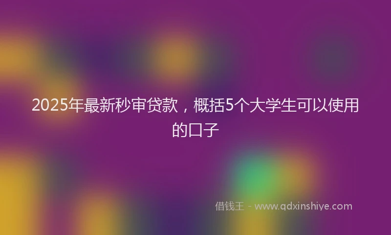 2025年最新秒审贷款，概括5个大学生可以使用的口子