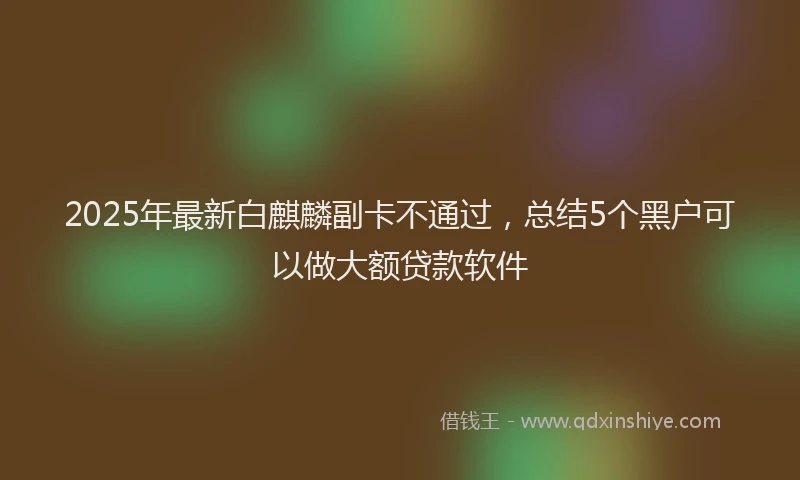 2025年最新白麒麟副卡不通过，总结5个黑户可以做大额贷款软件