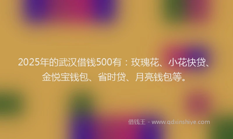 2025年的武汉借钱500有：玫瑰花、小花快贷、金悦宝钱包、省时贷、月亮钱包等。