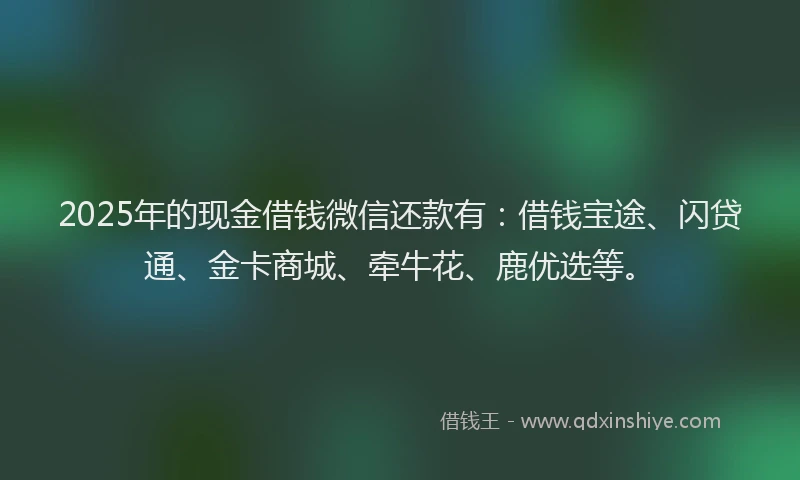 2025年的现金借钱微信还款有：借钱宝途、闪贷通、金卡商城、牵牛花、鹿优选等。