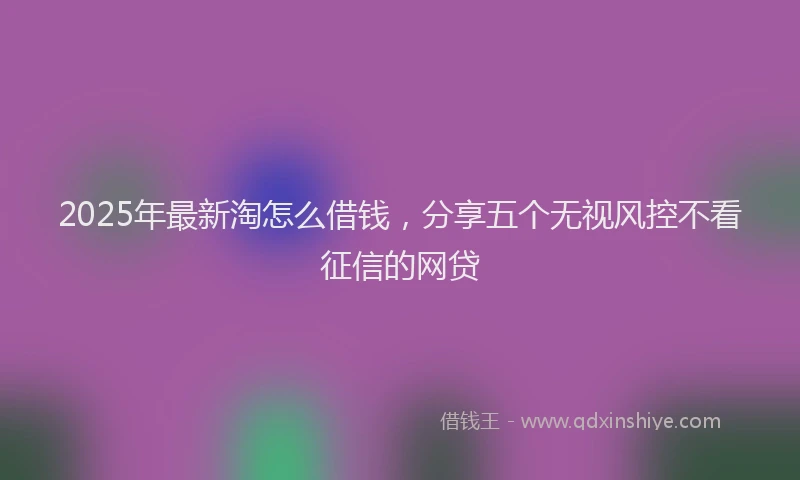 2025年最新淘怎么借钱，分享五个无视风控不看征信的网贷