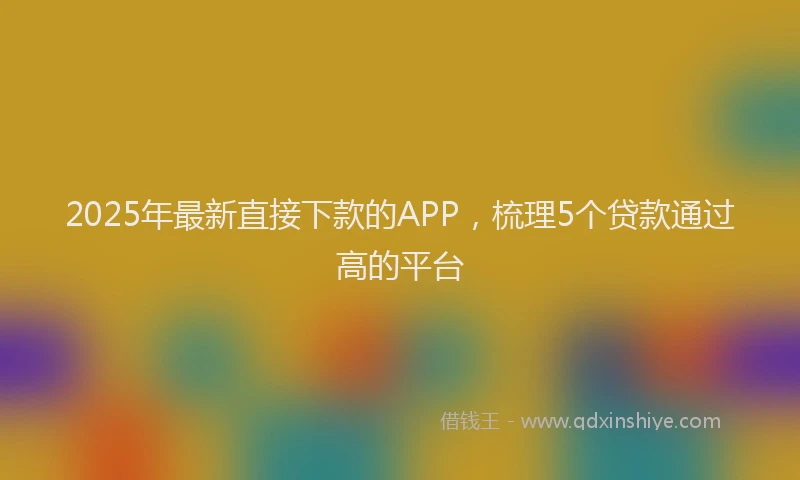 2025年最新直接下款的APP，梳理5个贷款通过高的平台