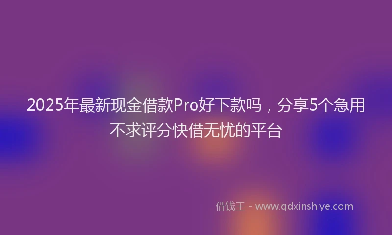 2025年最新现金借款Pro好下款吗，分享5个急用不求评分快借无忧的平台