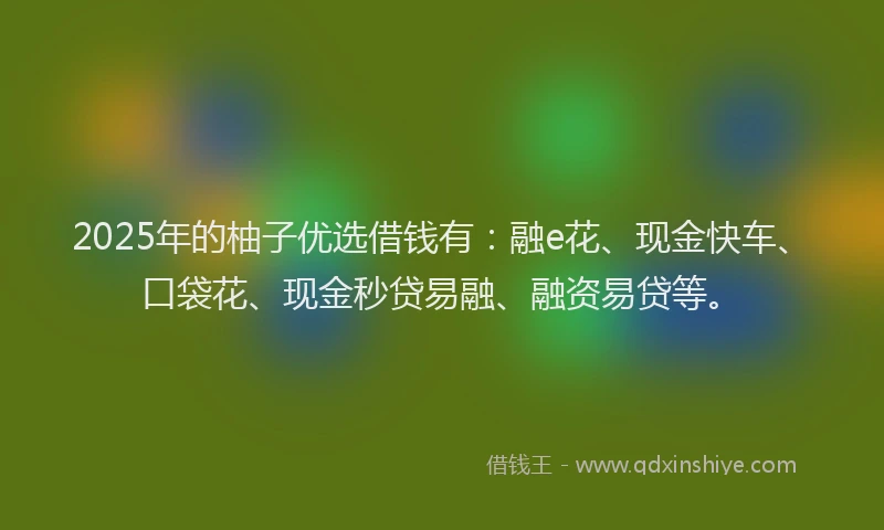 2025年的柚子优选借钱有：融e花、现金快车、口袋花、现金秒贷易融、融资易贷等。