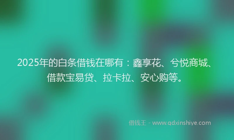 2025年的白条借钱在哪有：鑫享花、兮悦商城、借款宝易贷、拉卡拉、安心购等。