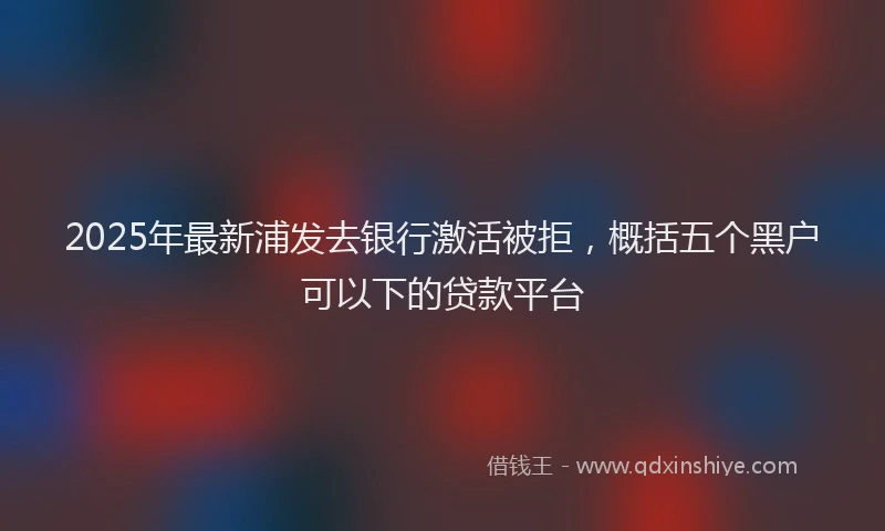 2025年最新浦发去银行激活被拒,概括五个黑户可以下的贷款平台