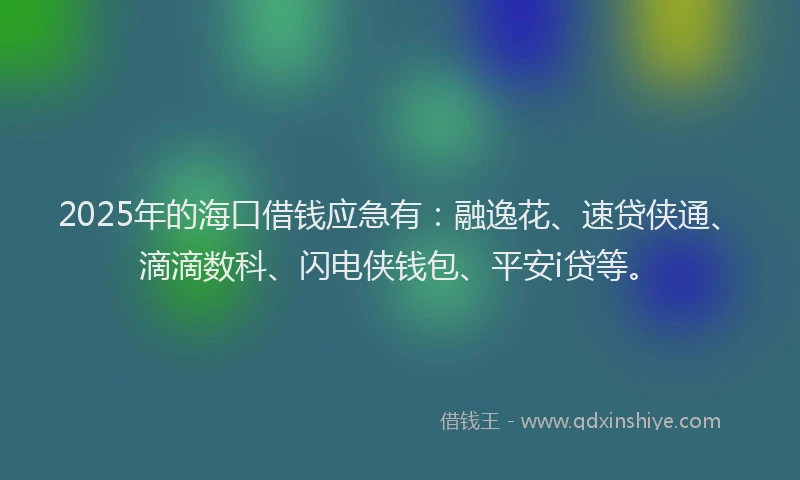 2025年的海口借钱应急有：融逸花、速贷侠通、滴滴数科、闪电侠钱包、平安i贷等。