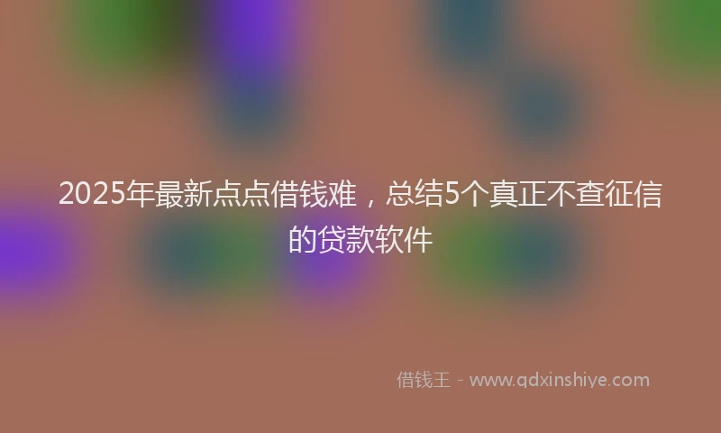 2025年最新点点借钱难，总结5个真正不查征信的贷款软件
