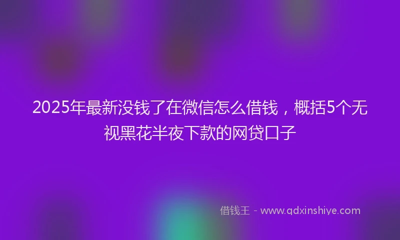 2025年最新没钱了在微信怎么借钱，概括5个无视黑花半夜下款的网贷口子