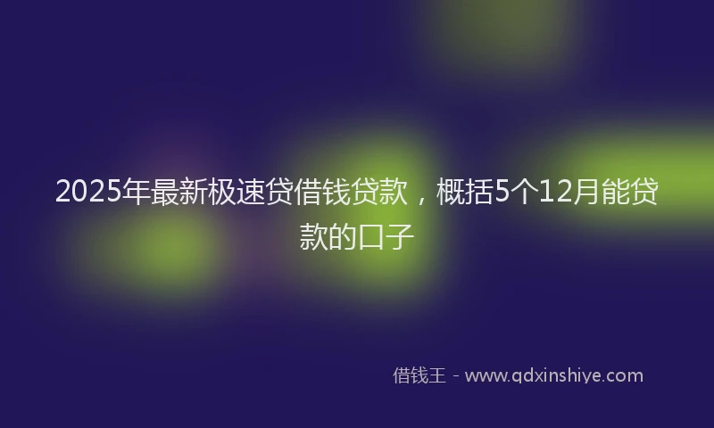 2025年最新极速贷借钱贷款，概括5个12月能贷款的口子