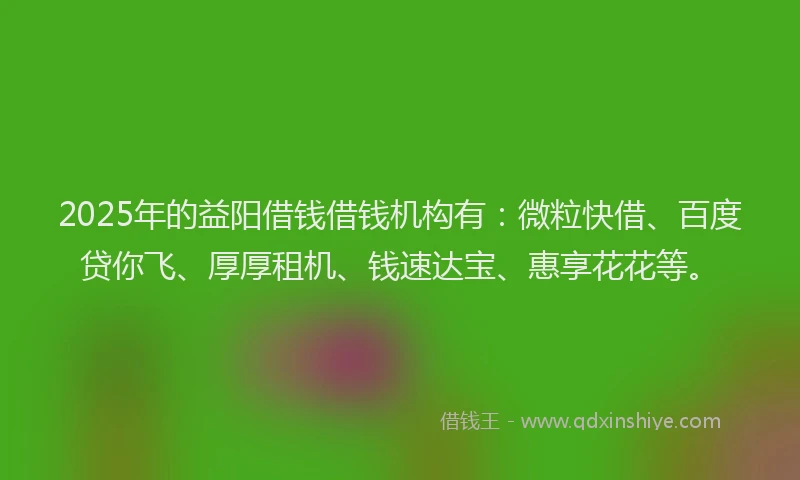 2025年的益阳借钱借钱机构有：微粒快借、百度贷你飞、厚厚租机、钱速达宝、惠享花花等。