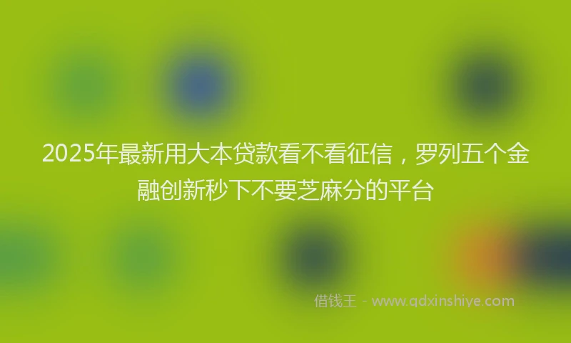 2025年最新用大本贷款看不看征信，罗列五个金融创新秒下不要芝麻分的平台