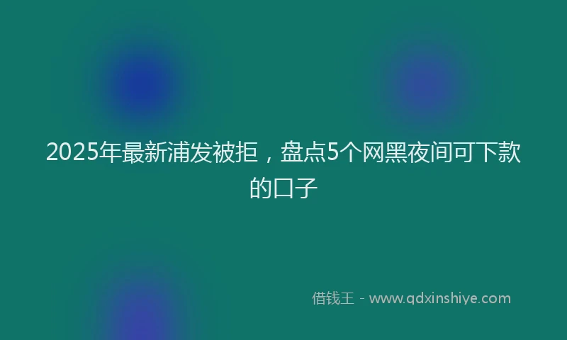 2025年最新浦发被拒，盘点5个网黑夜间可下款的口子