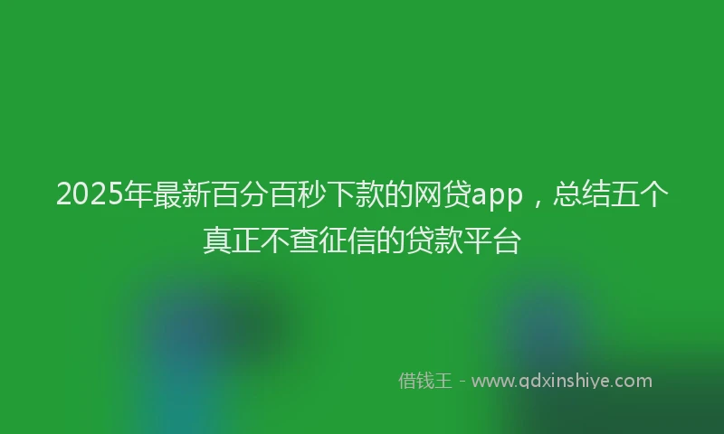 2025年最新百分百秒下款的网贷app，总结五个真正不查征信的贷款平台