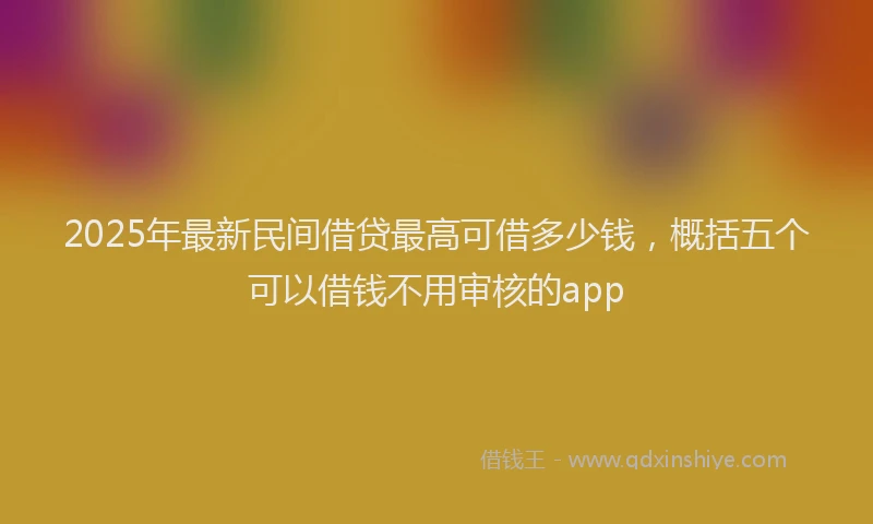 2025年最新民间借贷最高可借多少钱，概括五个可以借钱不用审核的app