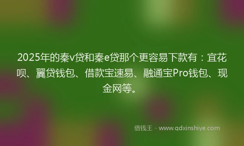 2025年的秦v贷和秦e贷那个更容易下款有：宜花呗、翼贷钱包、借款宝速易、融通宝Pro钱包、现金网等。