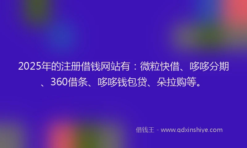 2025年的注册借钱网站有：微粒快借、哆哆分期、360借条、哆哆钱包贷、朵拉购等。