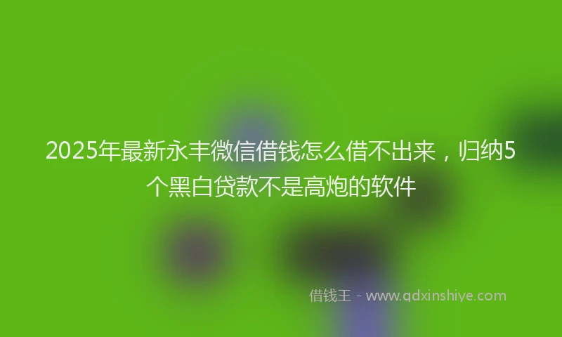 2025年最新永丰微信借钱怎么借不出来，归纳5个黑白贷款不是高炮的软件