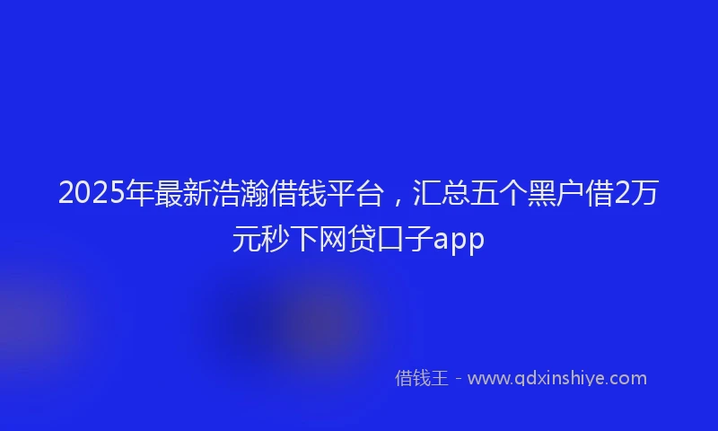 2025年最新浩瀚借钱平台，汇总五个黑户借2万元秒下网贷口子app