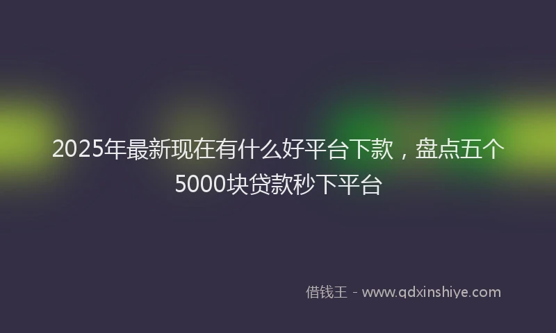 2025年最新现在有什么好平台下款，盘点五个5000块贷款秒下平台