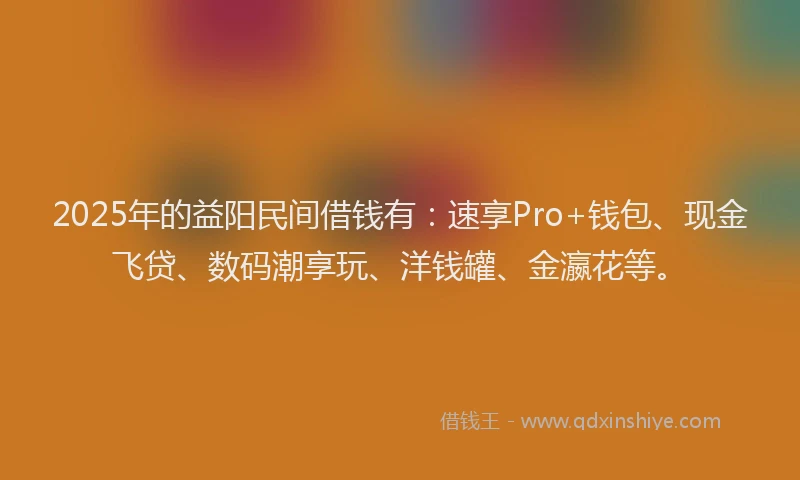 2025年的益阳民间借钱有：速享Pro+钱包、现金飞贷、数码潮享玩、洋钱罐、金瀛花等。