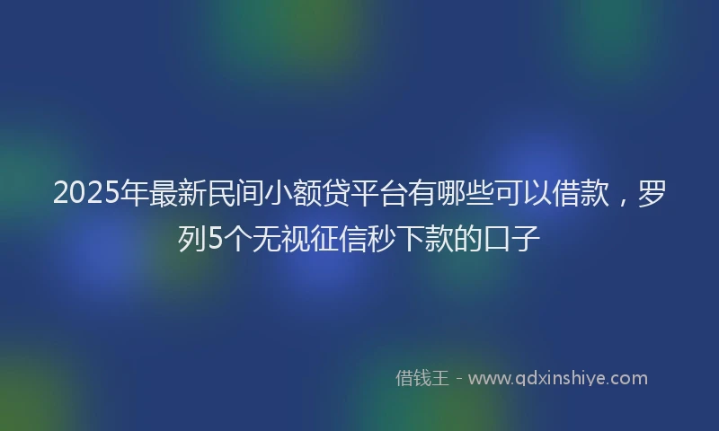 2025年最新民间小额贷平台有哪些可以借款，罗列5个无视征信秒下款的口子