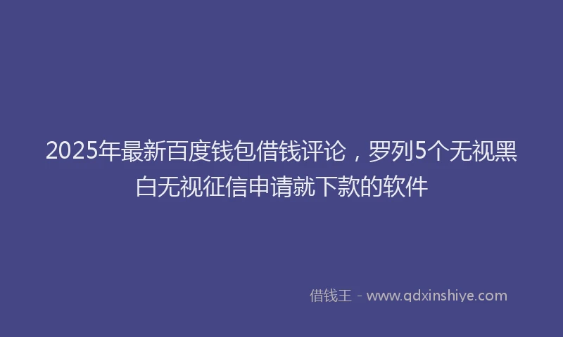 2025年最新百度钱包借钱评论，罗列5个无视黑白无视征信申请就下款的软件
