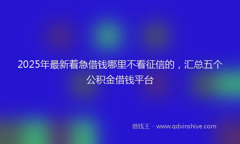 2025年最新着急借钱哪里不看征信的，汇总五个公积金借钱平台