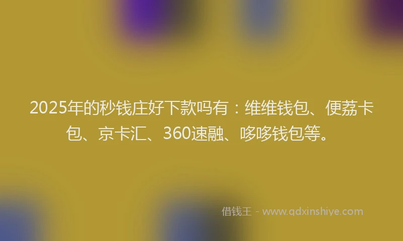 2025年的秒钱庄好下款吗有：维维钱包、便荔卡包、京卡汇、360速融、哆哆钱包等。