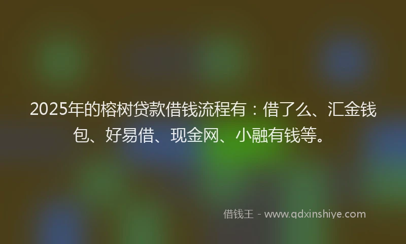 2025年的榕树贷款借钱流程有：借了么、汇金钱包、好易借、现金网、小融有钱等。