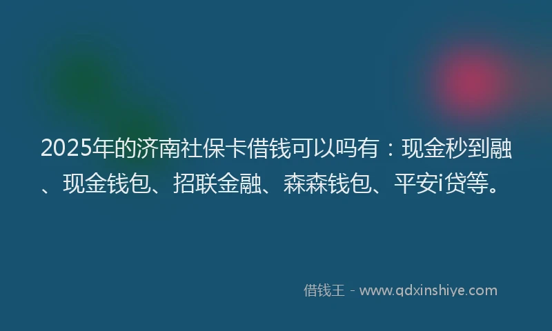2025年的济南社保卡借钱可以吗有：现金秒到融、现金钱包、招联金融、森森钱包、平安i贷等。