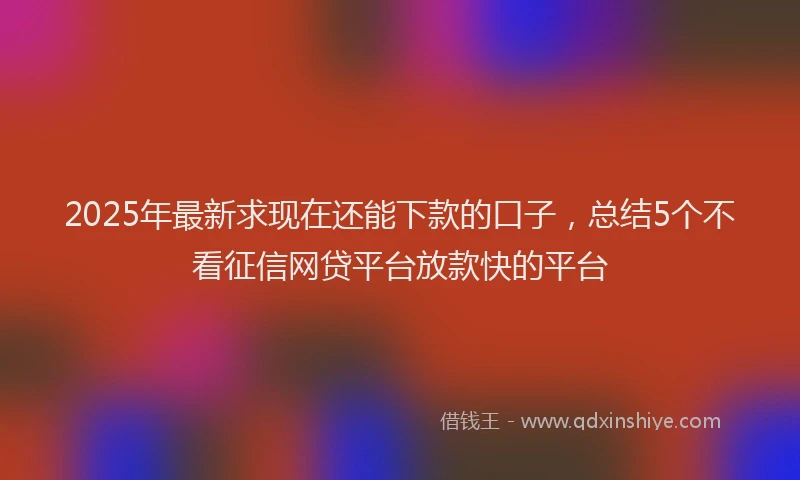 2025年最新求现在还能下款的口子，总结5个不看征信网贷平台放款快的平台