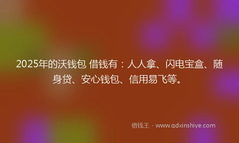 2025年的沃钱包 借钱有：人人拿、闪电宝盒、随身贷、安心钱包、信用易飞等。