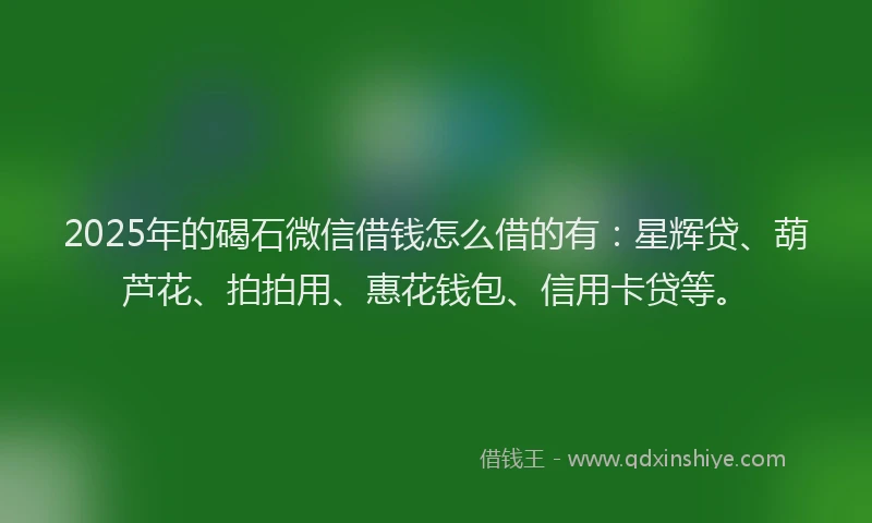 2025年的碣石微信借钱怎么借的有：星辉贷、葫芦花、拍拍用、惠花钱包、信用卡贷等。