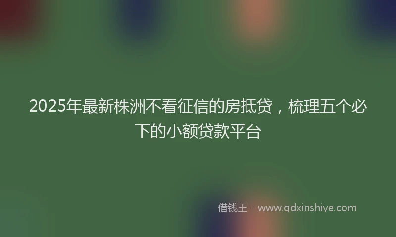 2025年最新株洲不看征信的房抵贷,梳理五个必下的小额贷款平台