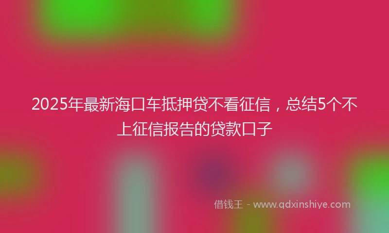 2025年最新海口车抵押贷不看征信,总结5个不上征信报告的贷款口子