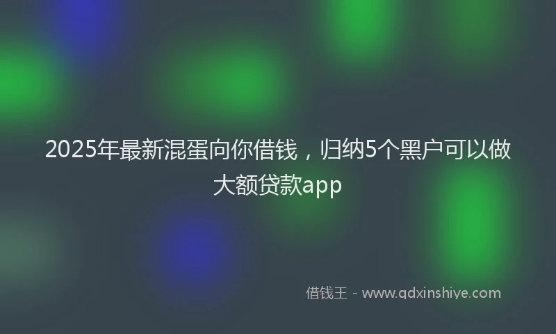 2025年最新混蛋向你借钱，归纳5个黑户可以做大额贷款app