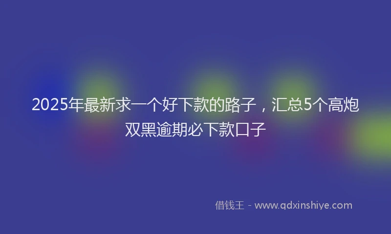 2025年最新求一个好下款的路子，汇总5个高炮双黑逾期必下款口子
