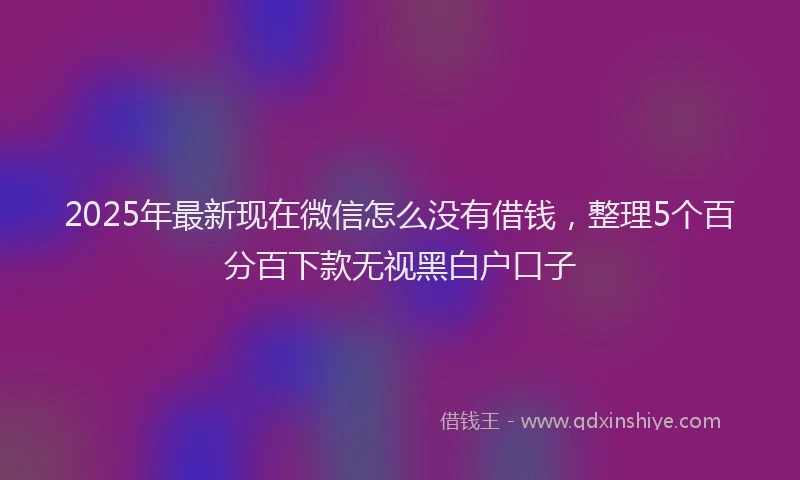 2025年最新现在微信怎么没有借钱,整理5个百分百下款无视黑白户口子