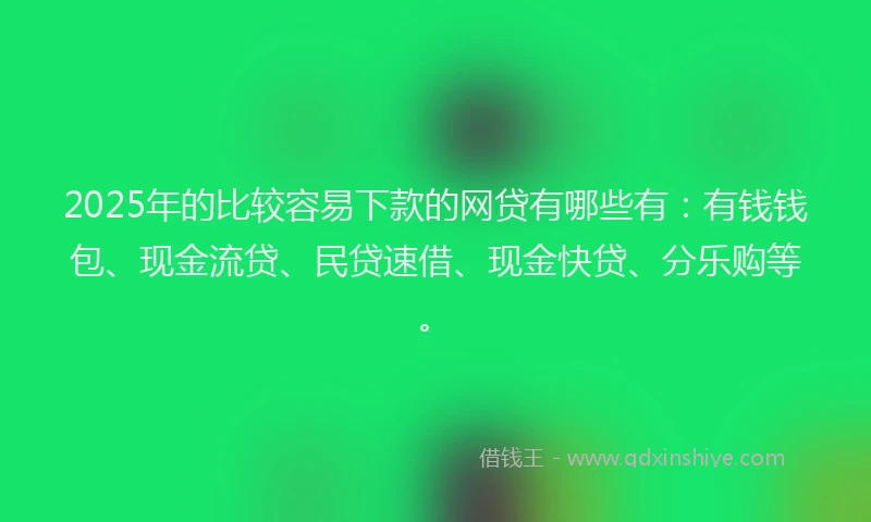 2025年的比较容易下款的网贷有哪些有：有钱钱包、现金流贷、民贷速借、现金快贷、分乐购等。