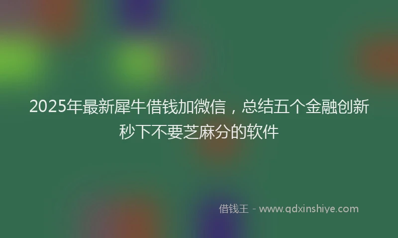 2025年最新犀牛借钱加微信，总结五个金融创新秒下不要芝麻分的软件