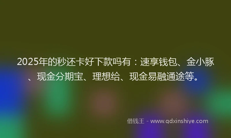 2025年的秒还卡好下款吗有：速享钱包、金小豚、现金分期宝、理想给、现金易融通途等。