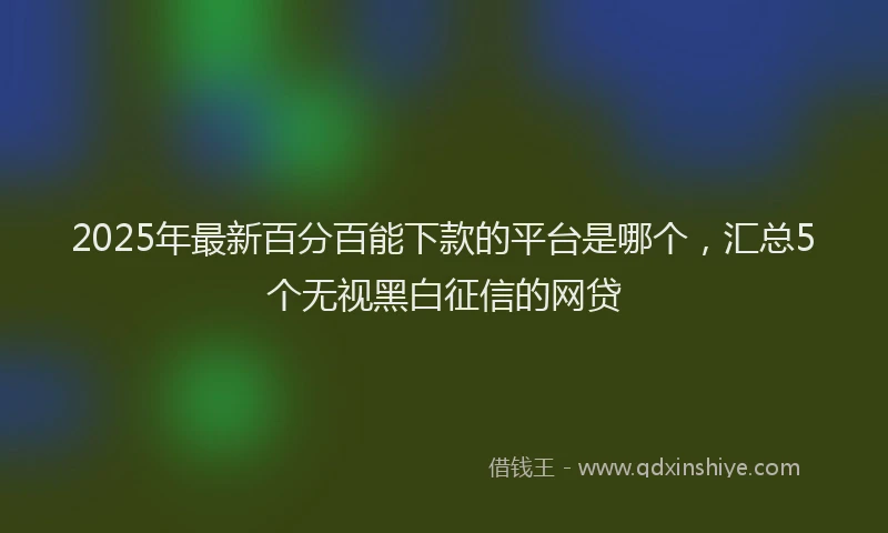 2025年最新百分百能下款的平台是哪个，汇总5个无视黑白征信的网贷