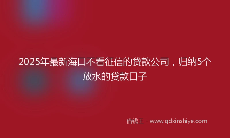 2025年最新海口不看征信的贷款公司，归纳5个放水的贷款口子